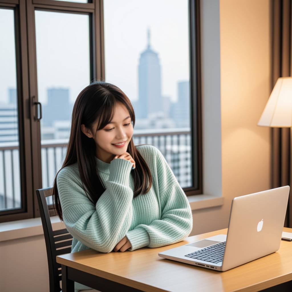 一名疲惫的女性在办公室加班，她的伴侣提着夜宵突然出现，带来惊喜和温暖