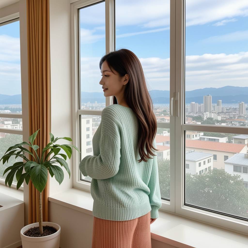 一张插画，描绘了一对情侣手牵手，面向远方一片盛开着鲜花的田野，阳光普照，充满希望与憧憬。